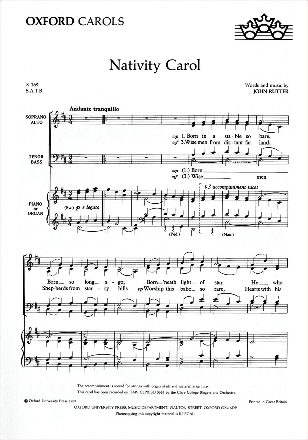 Rutter Nativity Carol SATB X169