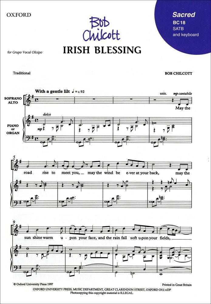 Chilcott Irish Blessing SATB OUP BC18