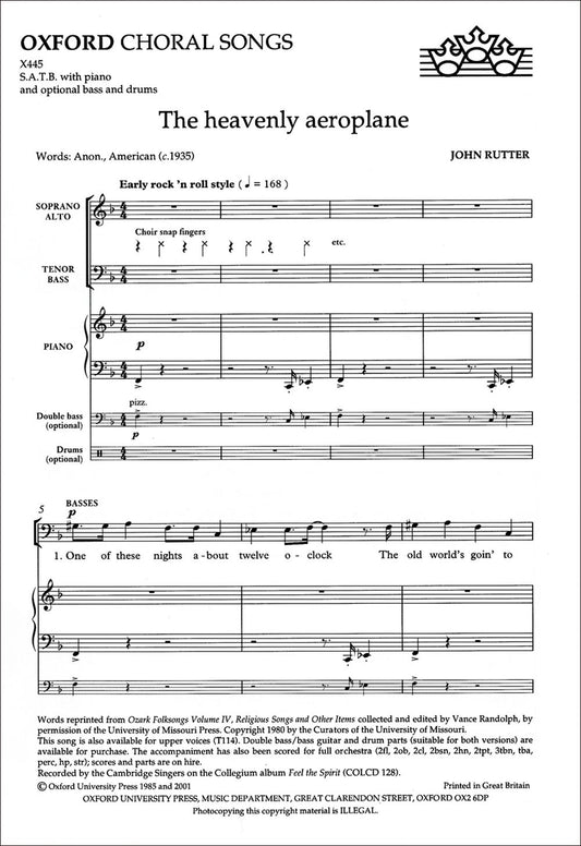 Rutter The Heavenly Aeroplane SATB+Pno