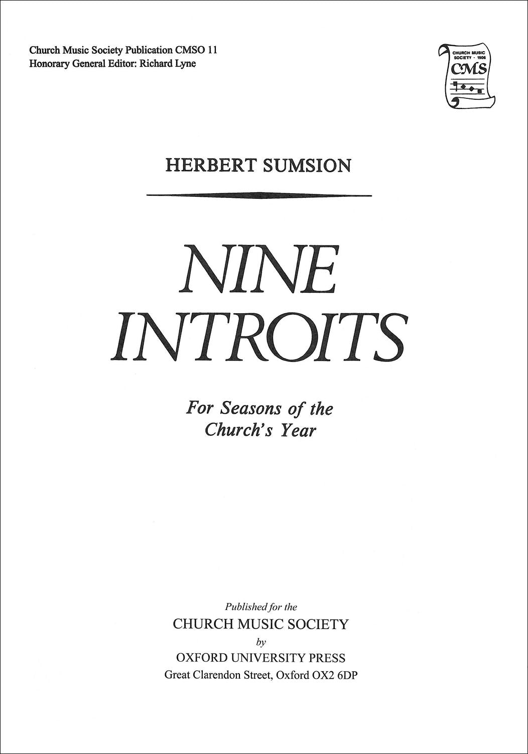 Sumsion 9 Introits SATB CMS OUP