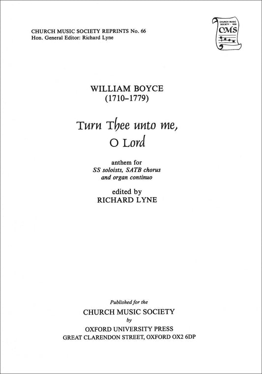 Boyce Turn Thee Unto Me CMSR66 OUP