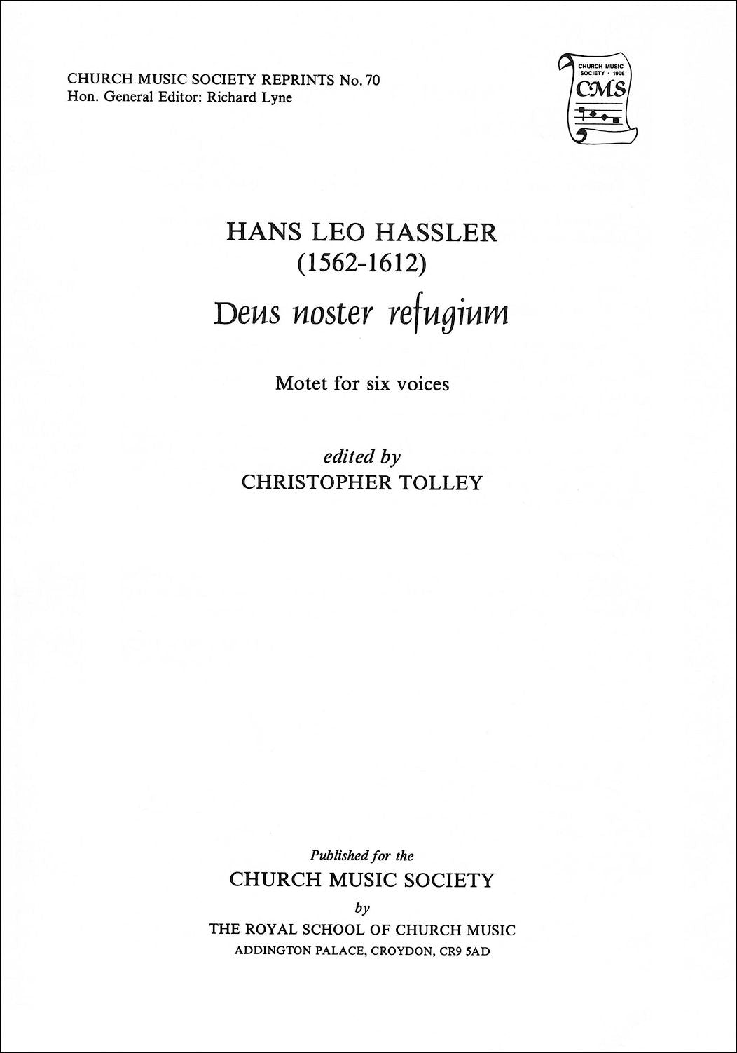 Hassler Deus noster refugium ed Tolley