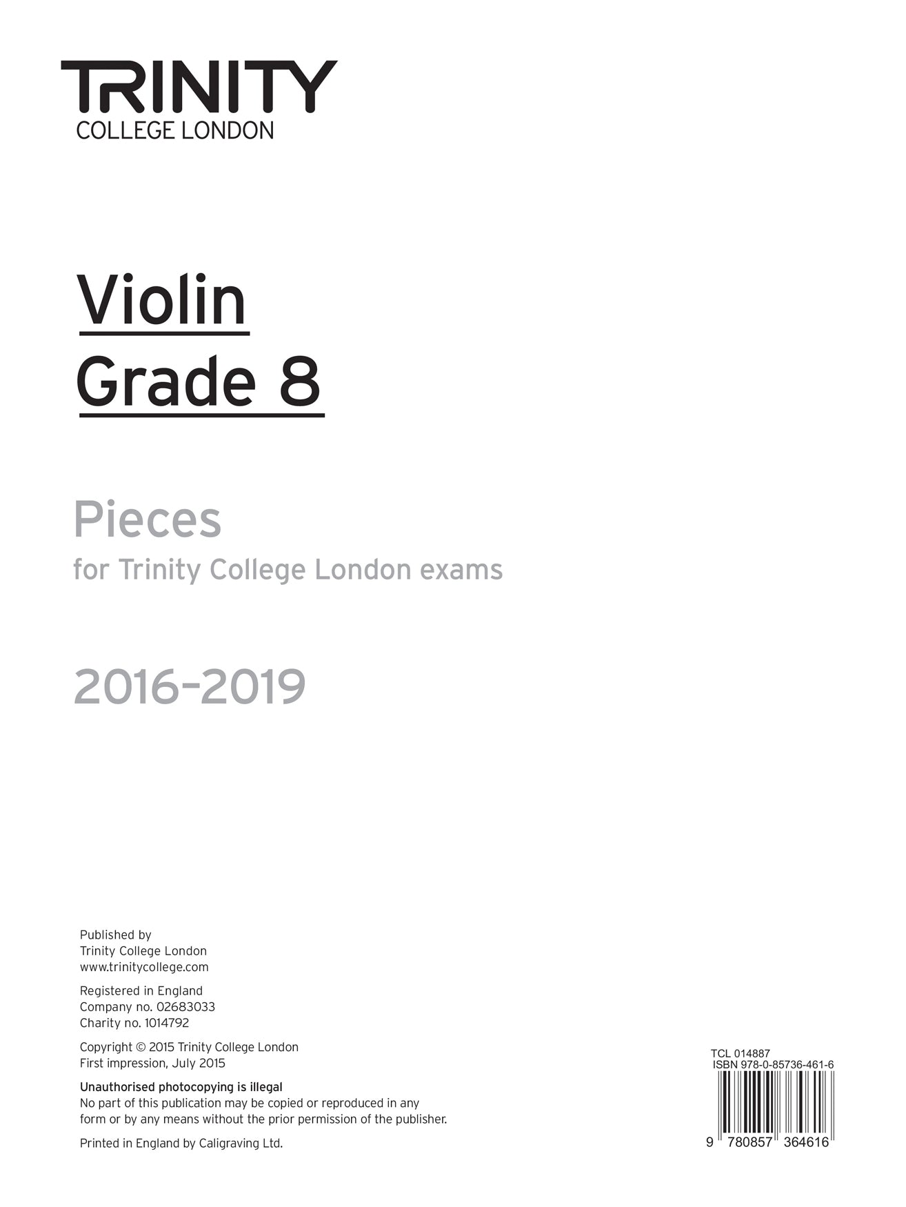 TCL Violin Grade 8 Part 2016-19
